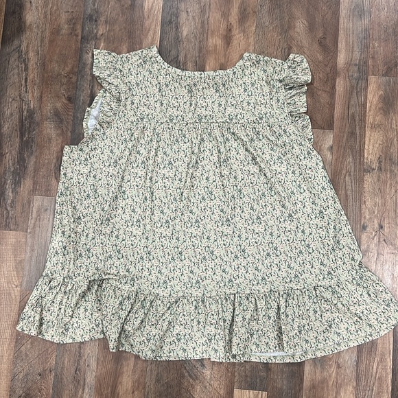 Women’s Flutter Sleeveless Floral Ruffle Blouse Top - Picture 4 of 4